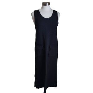 Claudia D. Women's‎ Maxi Dress Black Sleeveless Button Neck Knit Pockets sz M